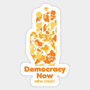 Democracy Now Aimon orange Camo Sticker